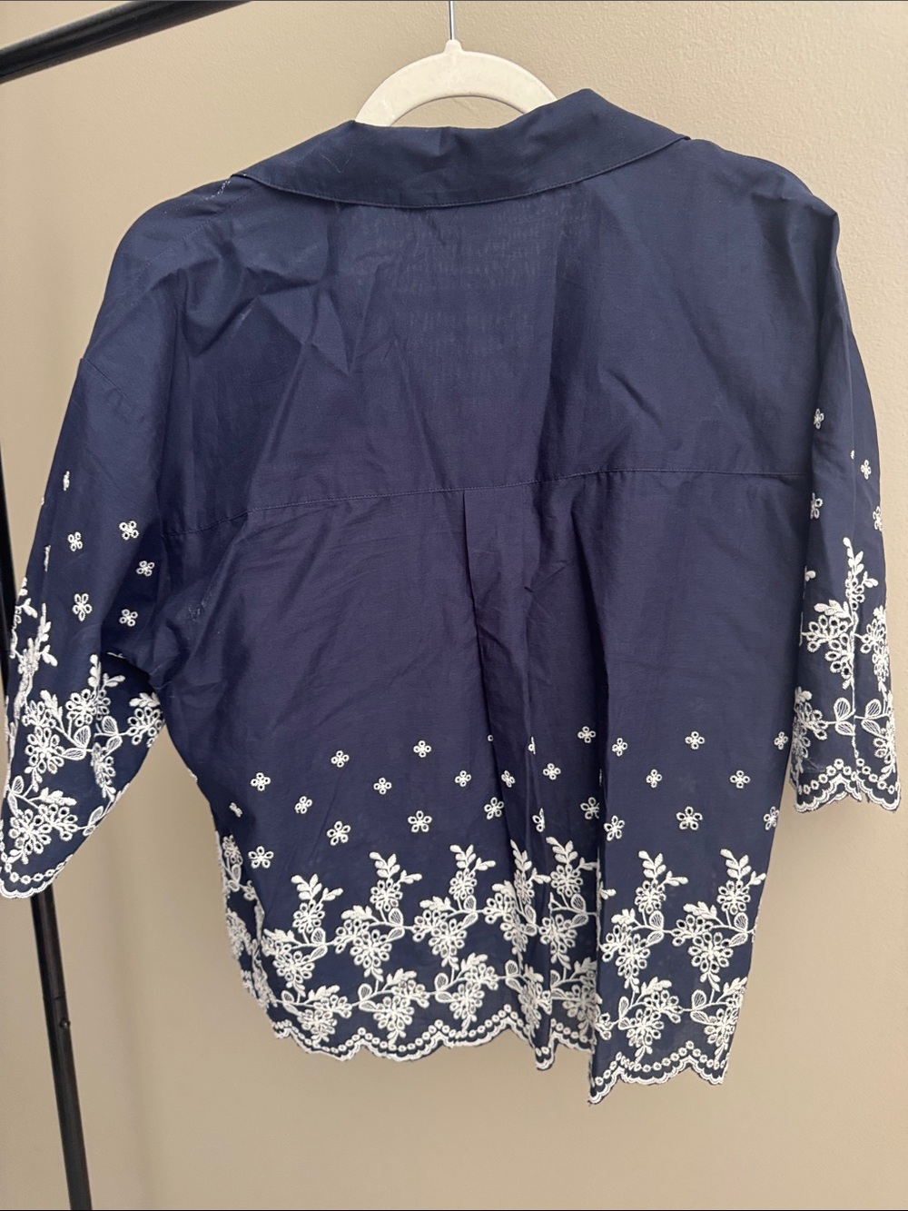 CeCe Navy Top with White Eyelet Embroidery - Picture 6 of 6